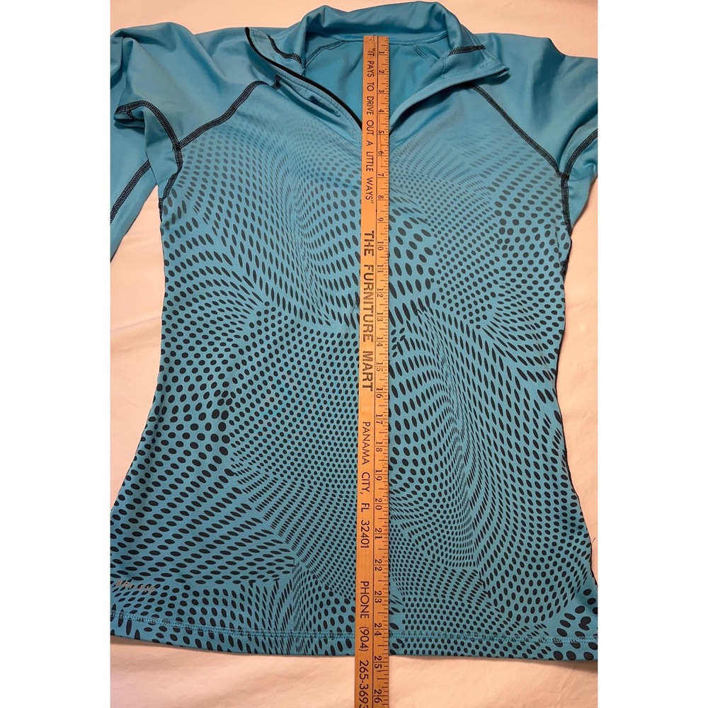 Nike Pro Womens Blue Black Dot Pattern Quarter Zip Long Sleeve Training Top M - Picture 8 of 10
